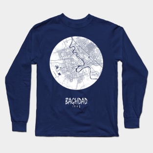 Baghdad, Iraq City Map - Full Moon Long Sleeve T-Shirt